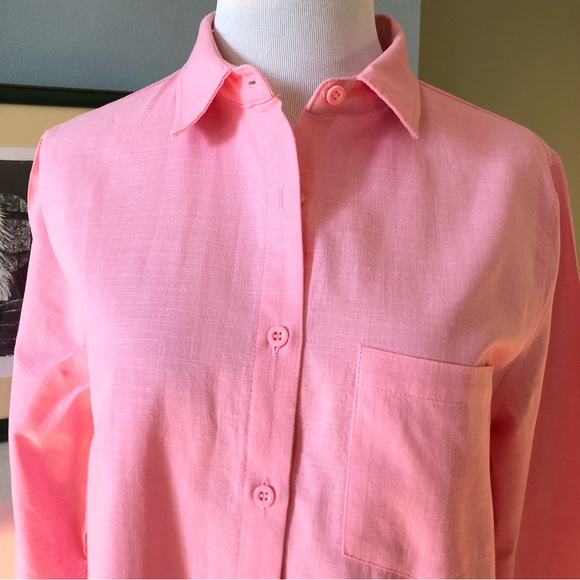 Pink Cotton-Linen Button Up Blouse - Picture 3 of 10